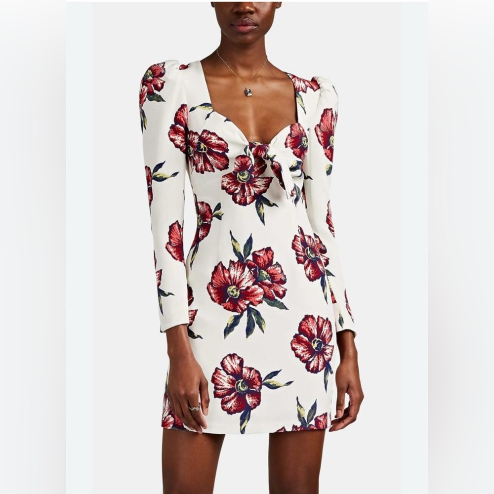 Rebecca de Ravenel Floral Long Sleeve Dress - Red and White
